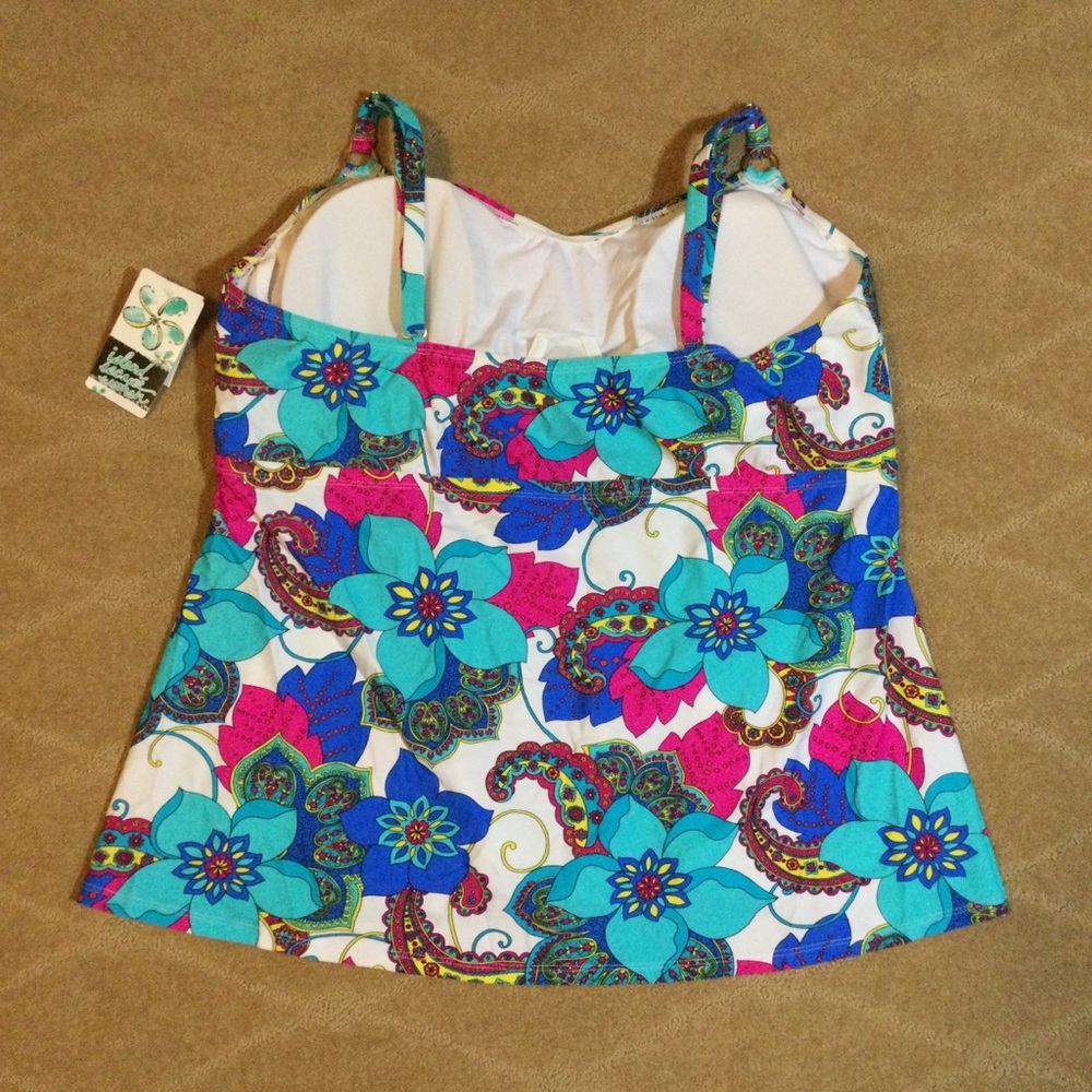 Island Escape NWT Underwire Tankini Swim Top, 22W - Picture 5 of 9